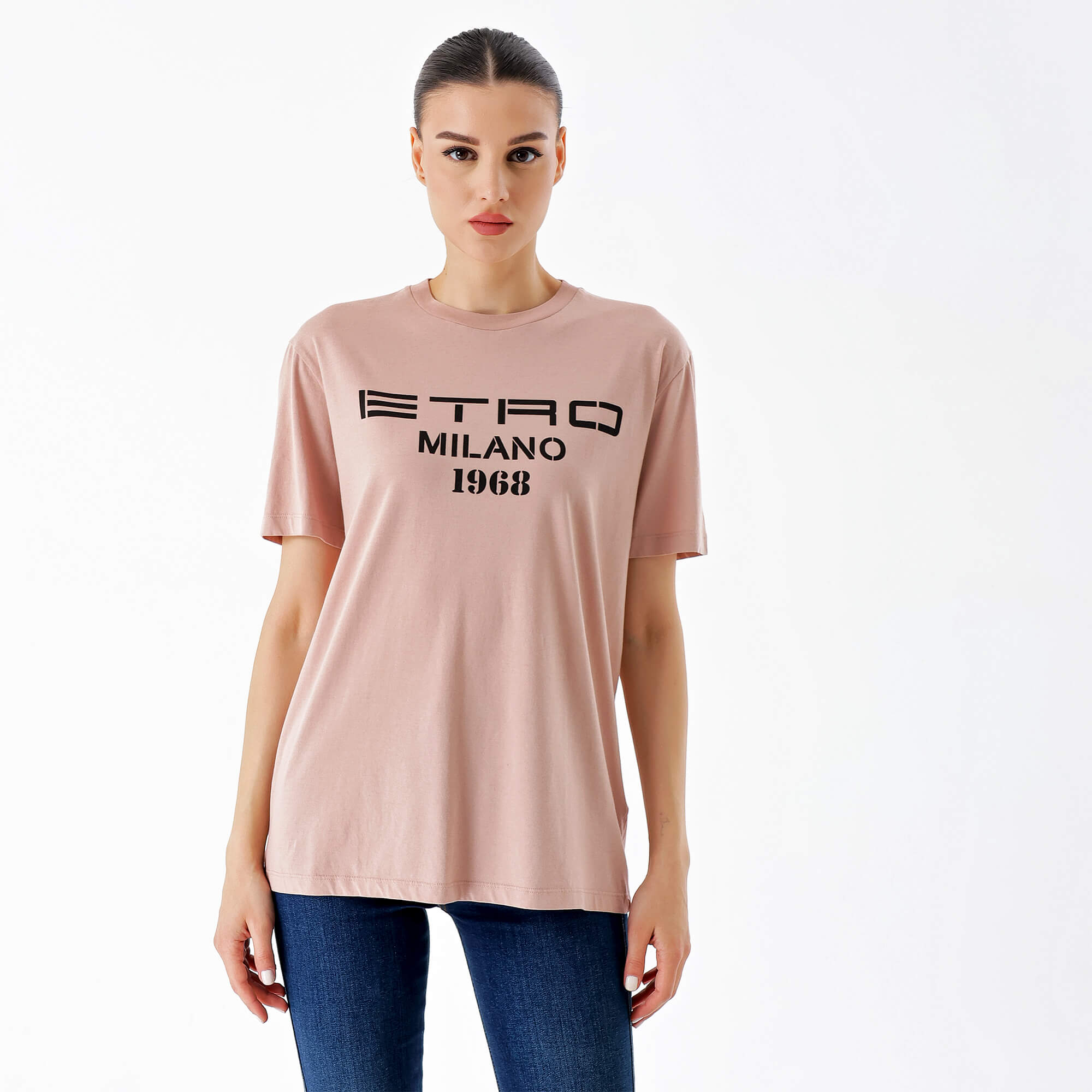 Etro-Nude Cotton with Milano 1968 Logo Printed TShirt